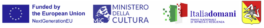 Loghi ufficiali di finanziamento PNRR NextGenerationEU Ministero della Cultura e Regione Siciliana per il progetto Sentiero di Nocciole